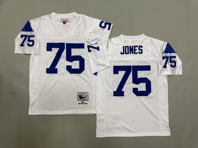 Men 2025 Los Angeles Rams #75 Jones white Throwback Limited NFL Jersey style 001